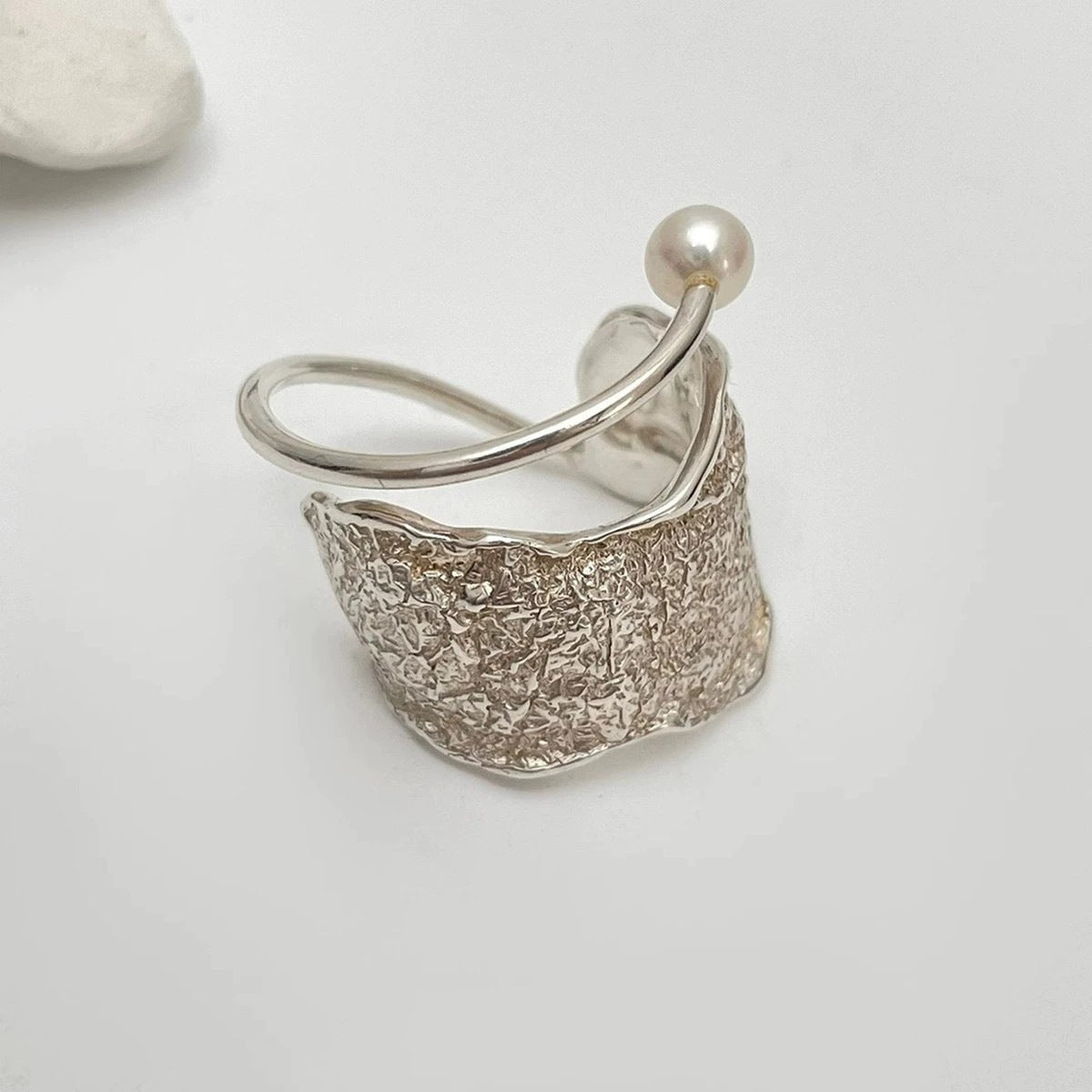 Pure Silver 999 Sterling Silver Texture Geometric Line Ring for Women, Light Luxury High-end Design, Minimalist Style