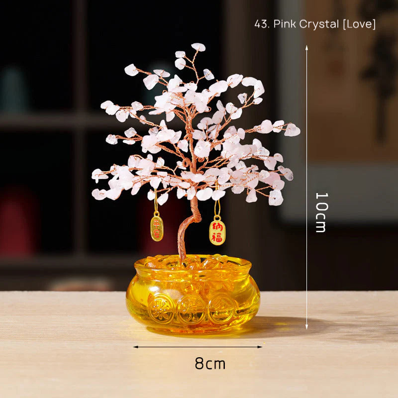 Natural Yellow Crystal Money Tree Glass Ingot Treasure Bowl Crystal Money Tree Home Decoration Desktop Ornament