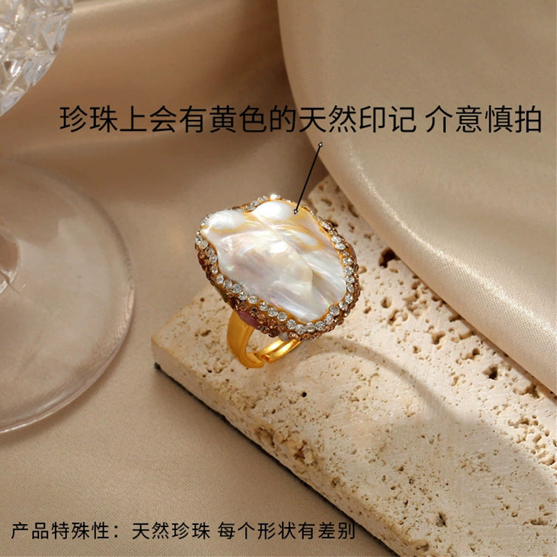 Vintage Style Natural Amethyst Gemstone Ring Niche Temperament Open Retro adjustable openning High-end Feel Ring for Women