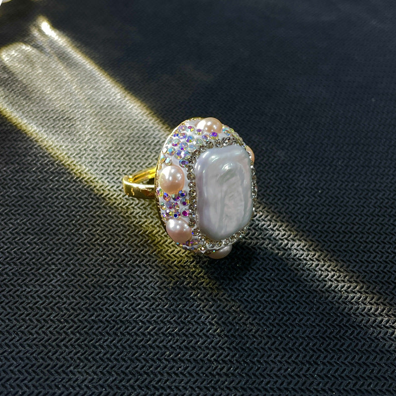 Vintage Style Natural Amethyst Gemstone Ring Niche Temperament Open Retro adjustable openning High-end Feel Ring for Women