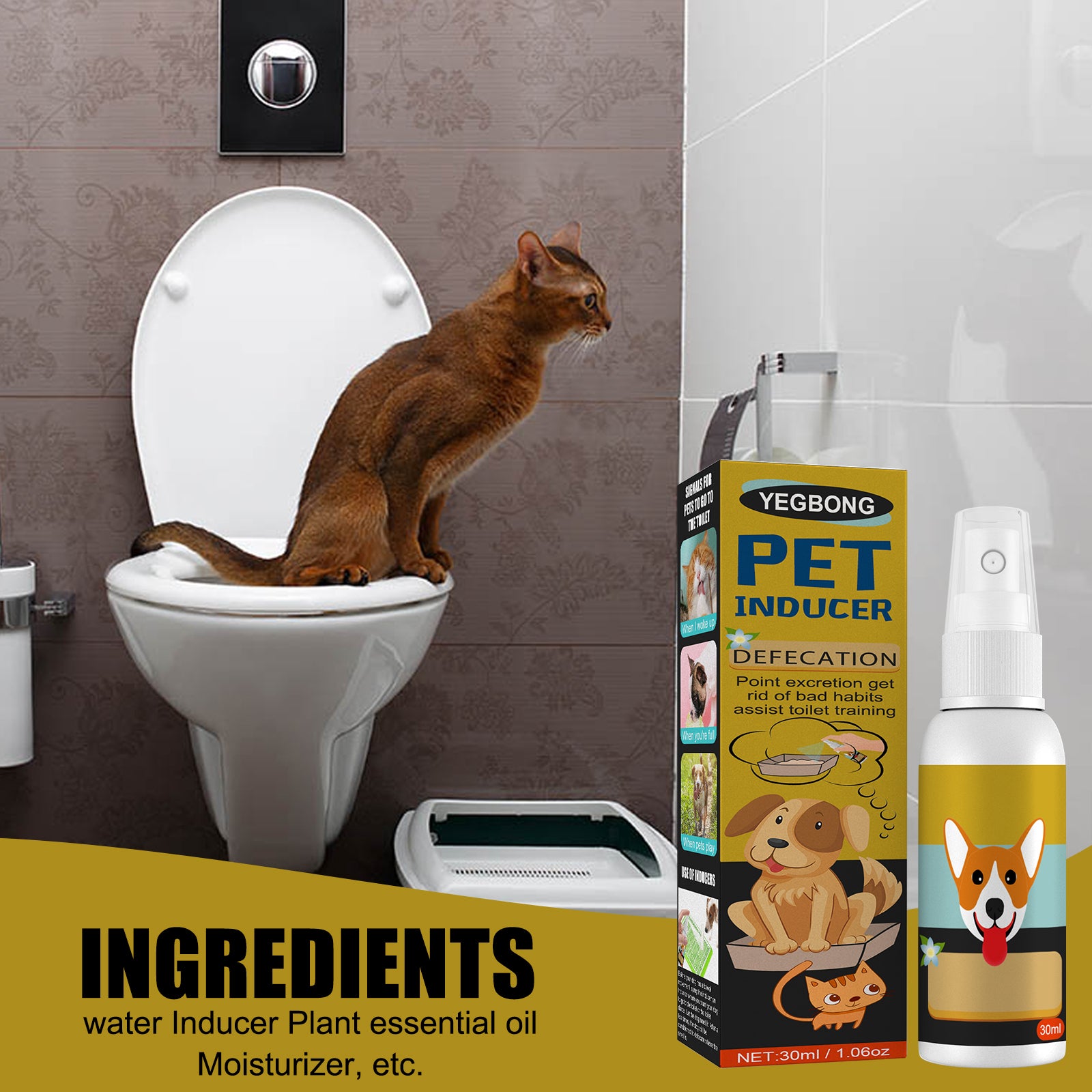 Yegbong Pet Defecation Positioning Spray Pet Potty Training Aid for Cats and Dogs