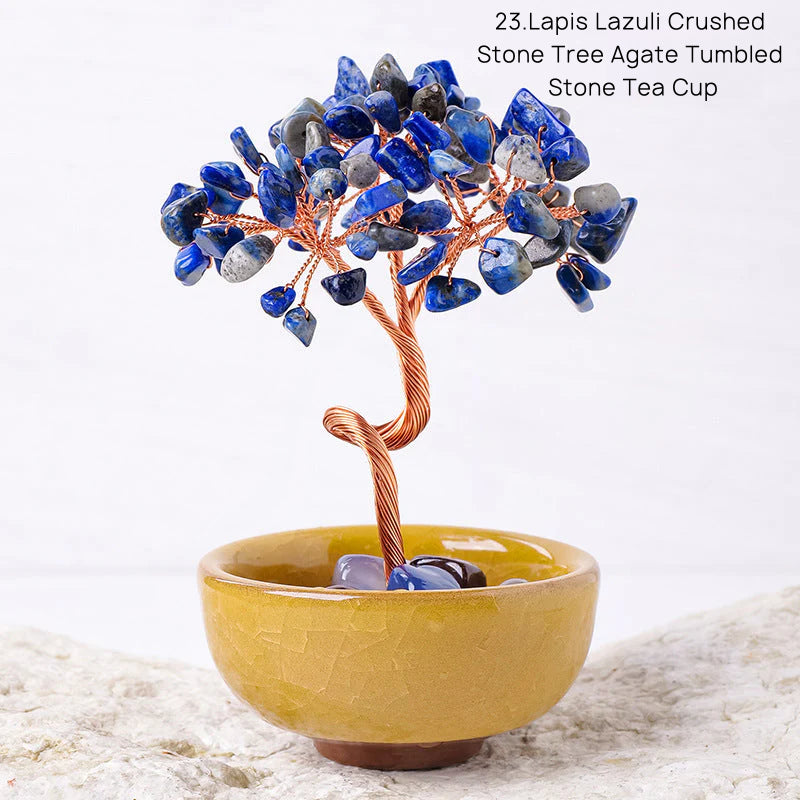 Natural Yellow Crystal Money Tree Glass Ingot Treasure Bowl Crystal Money Tree Home Decoration Desktop Ornament