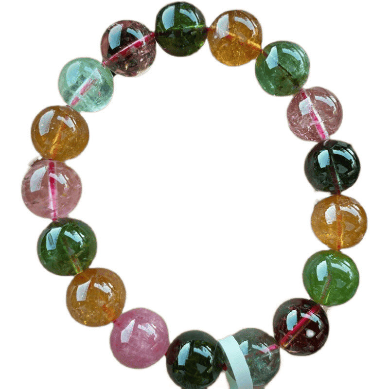 10MM Natural Brazilian Old Material Tourmaline Bracelet Round Beads Large Size Multiple Choices Rich and Transparent