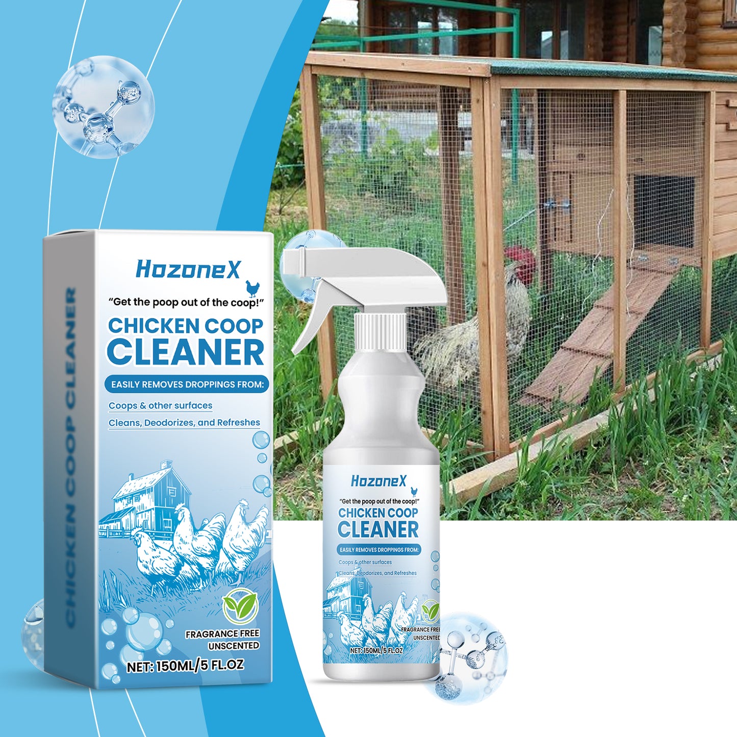 HozoneX Outdoor Chicken House Deodorant Gentle Non-Irritating Fresh Clean Odour Removers for Chicken House Environment