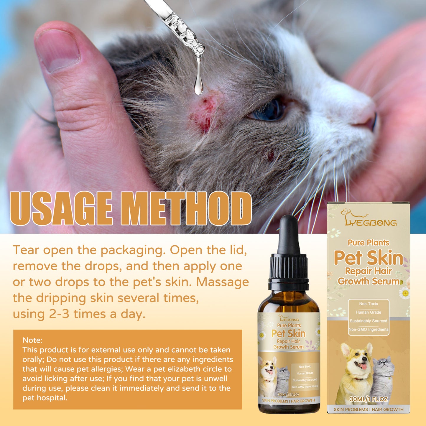 Wholesale Pure Plants Pet Skin Repair Hair Growth Serum for Pet Dogs Cats Non-Toxic Skin Repair Serum with Natural Ingredients