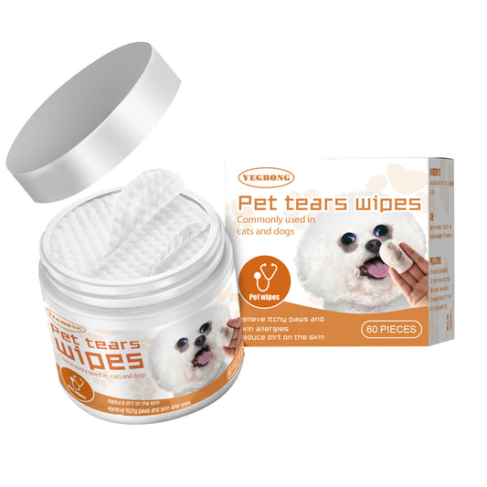 Yegbong Pet Wet Wipes Cleaning Dog and Cat Tear Stain Remover Eye Cleaning Cotton Pads for Removing Eye Discharge and Eye Grime