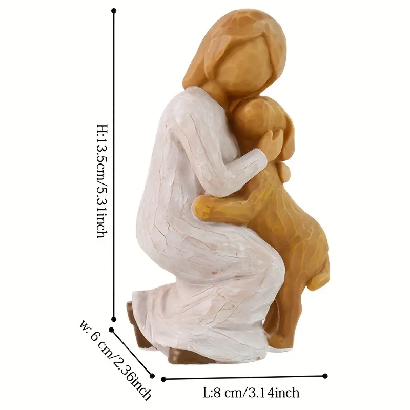 Hot Selling, Family Resin Material, Willow Tree Texture Carving Series, Suitable for People to Squat and Hug Dogs