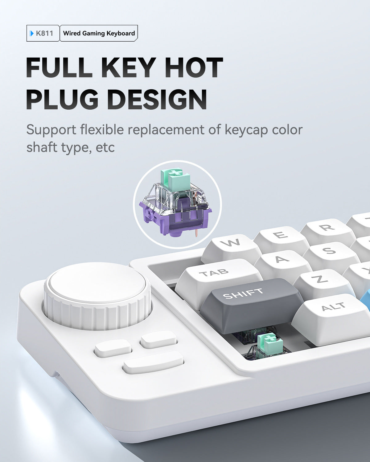 K811 Wired 19 Key Gaming Keyboard multi functional knob and joystick