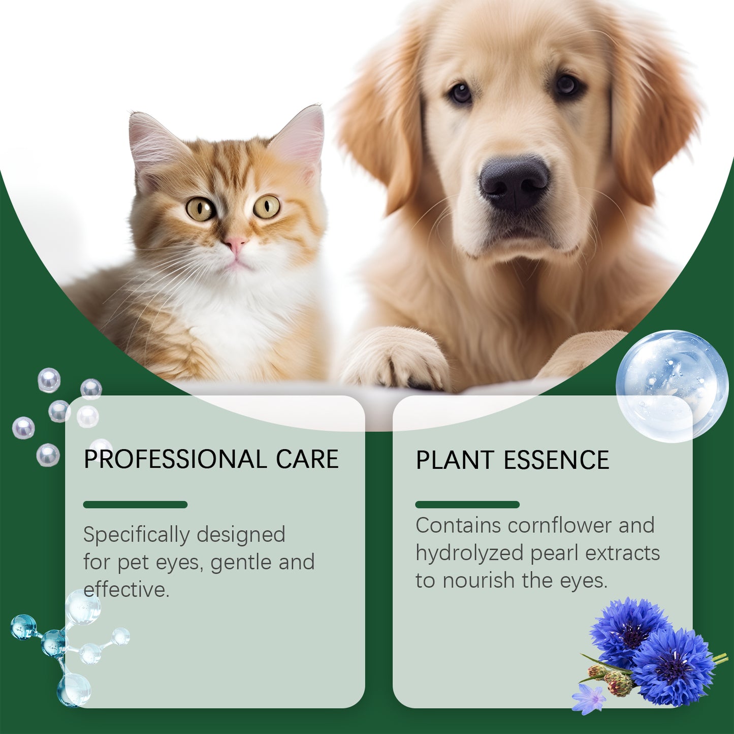 Yegbong Pet Eye Drops Dog Tear Stain Cleaning Pet Eye Drops Cat Eye Cleaning Supplies