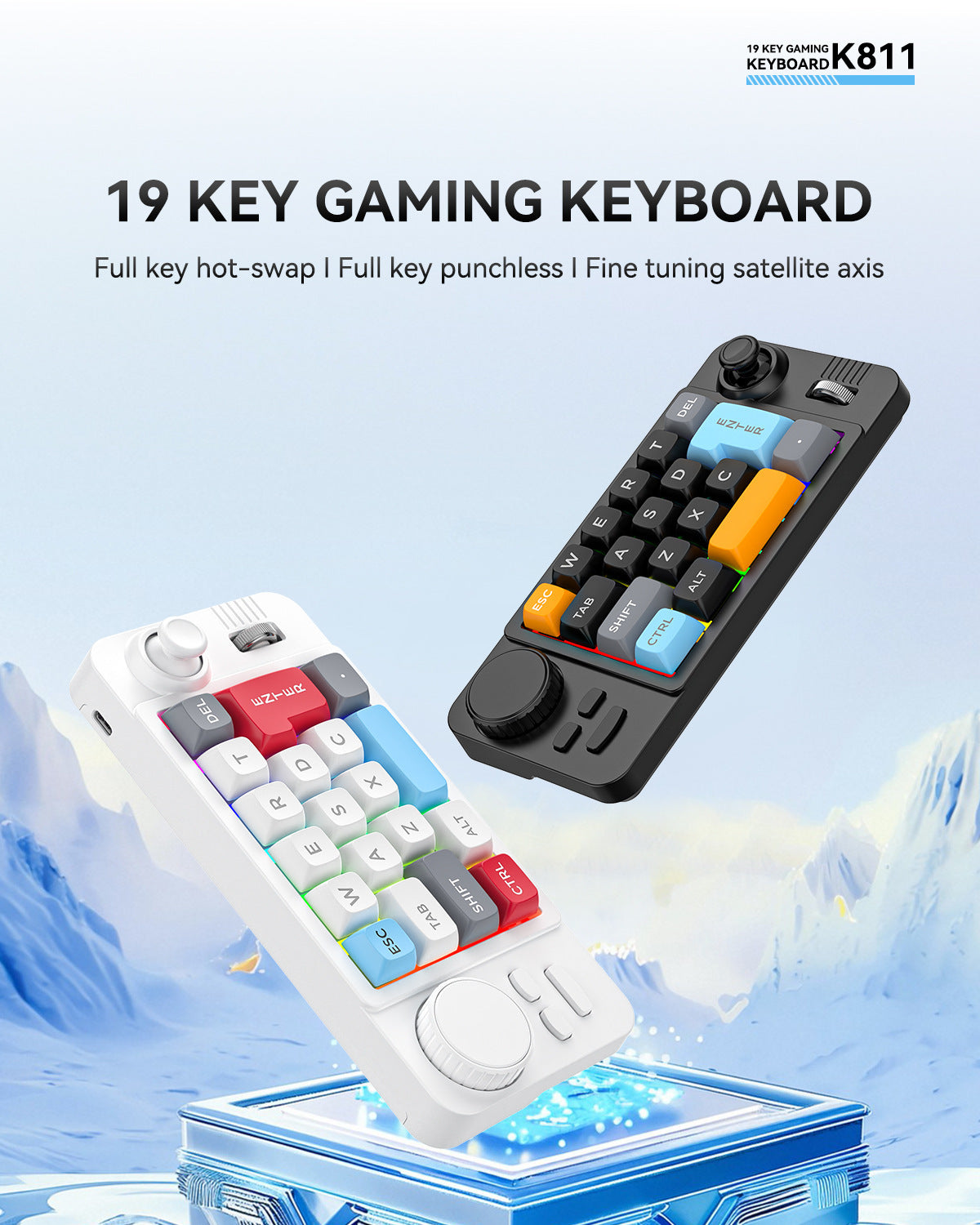 K811 Wired 19 Key Gaming Keyboard multi functional knob and joystick