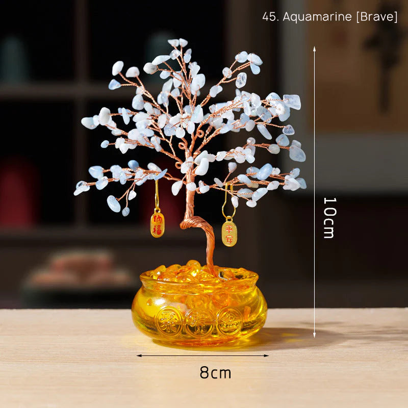 Natural Yellow Crystal Money Tree Glass Ingot Treasure Bowl Crystal Money Tree Home Decoration Desktop Ornament