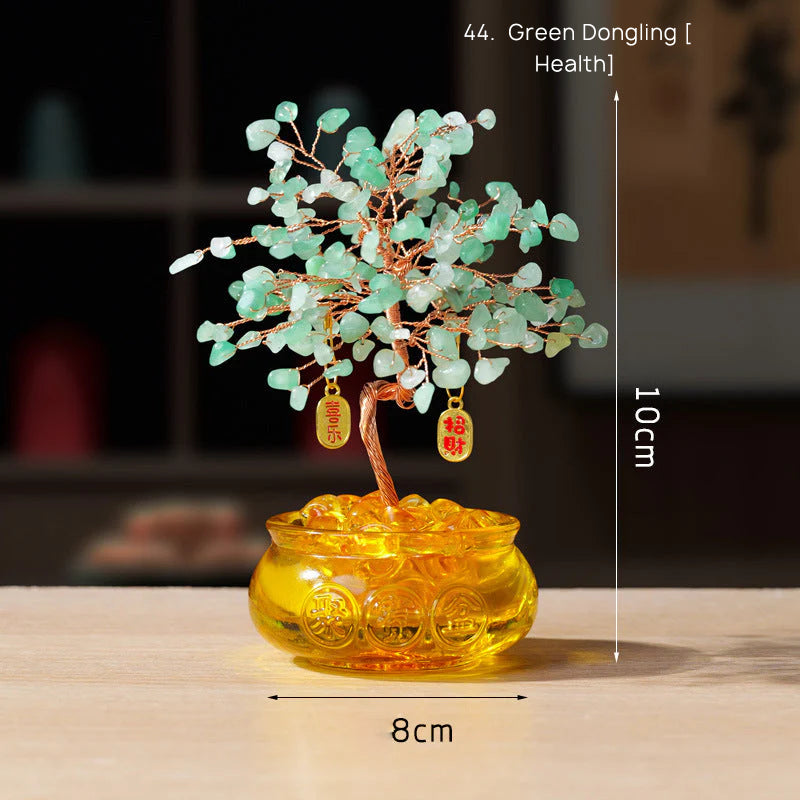 Natural Yellow Crystal Money Tree Glass Ingot Treasure Bowl Crystal Money Tree Home Decoration Desktop Ornament