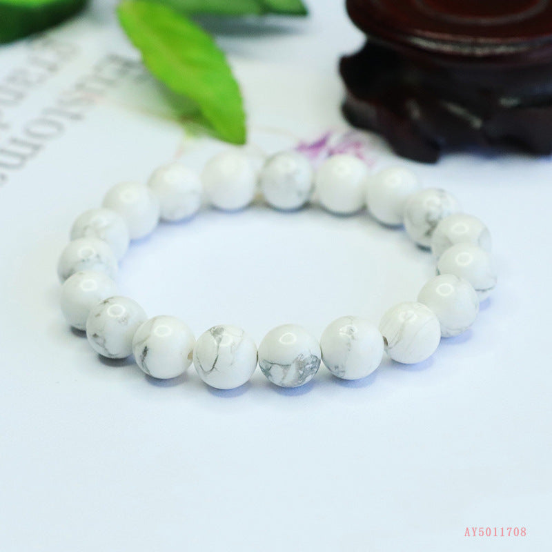 Natural white turquoise ink patterned bracelet