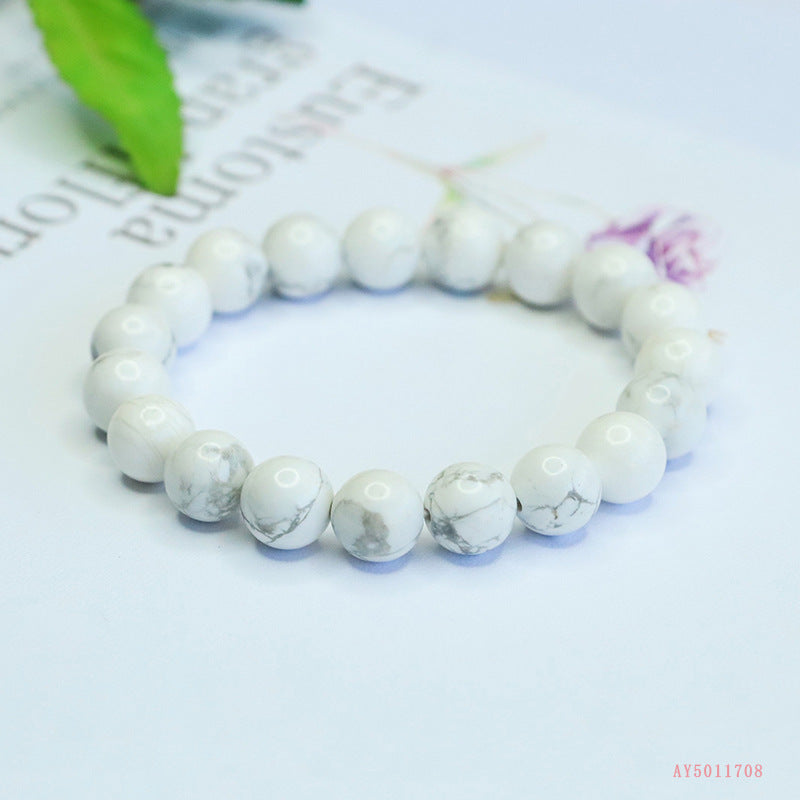 Natural white turquoise ink patterned bracelet