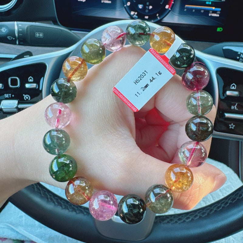 10MM Natural Brazilian Old Material Tourmaline Bracelet Round Beads Large Size Multiple Choices Rich and Transparent