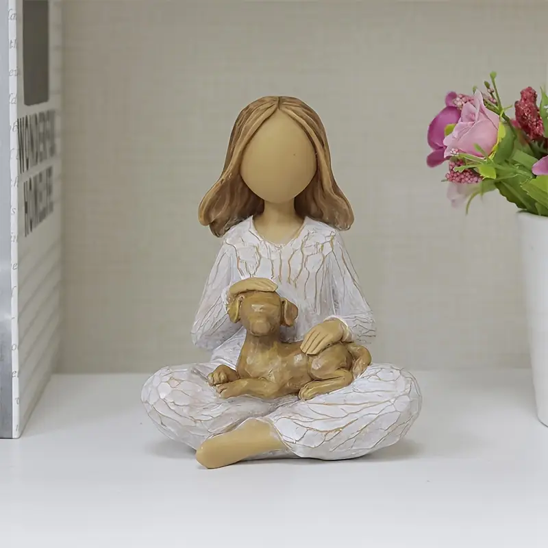 Hand-Painted Memorial Dog Sculpture - Comforting Pet Loss Gift for Departed Pets, Resin Pet Memorial Statue