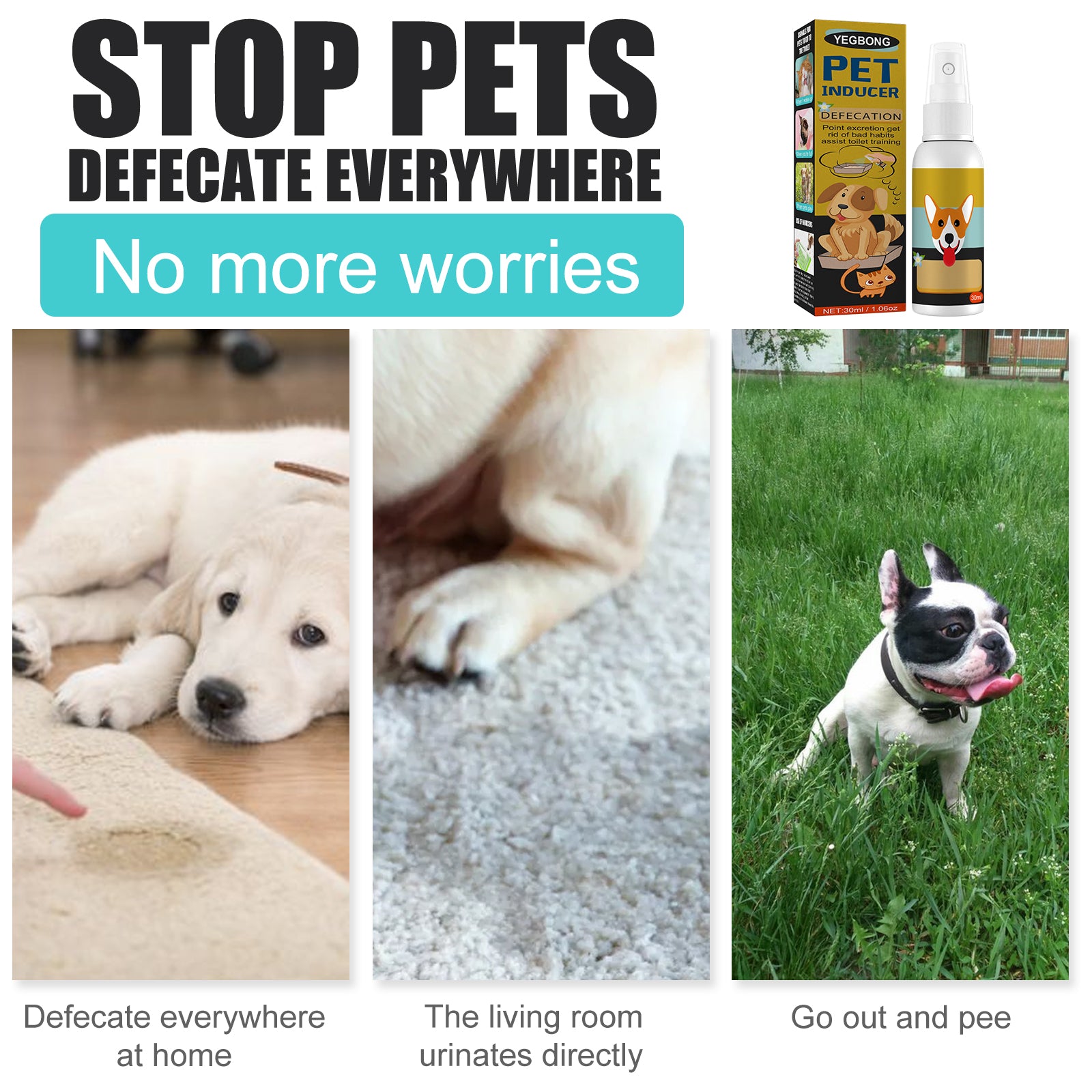 Yegbong Pet Defecation Positioning Spray Pet Potty Training Aid for Cats and Dogs