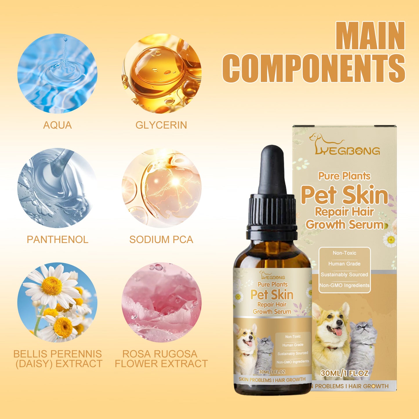 Wholesale Pure Plants Pet Skin Repair Hair Growth Serum for Pet Dogs Cats Non-Toxic Skin Repair Serum with Natural Ingredients