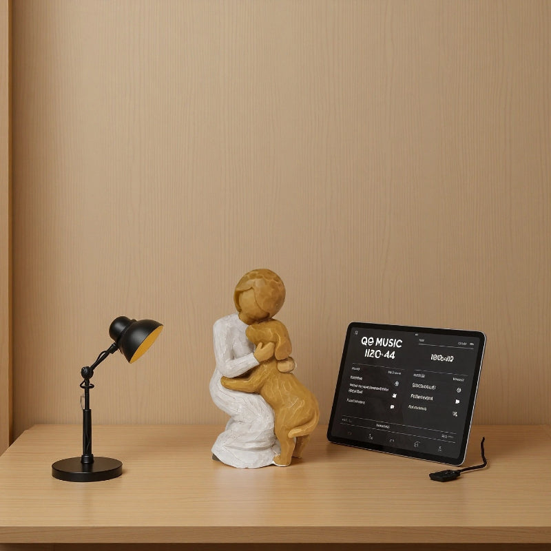 Hot Selling, Family Resin Material, Willow Tree Texture Carving Series, Suitable for People to Squat and Hug Dogs