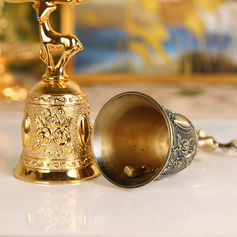 Deer Gold Bell Rose Hand Bell