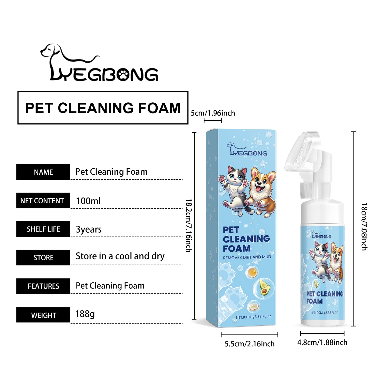 Yegbong Pet Paw Foam Cleaner for Dogs & Cats Foot Care Cleaner