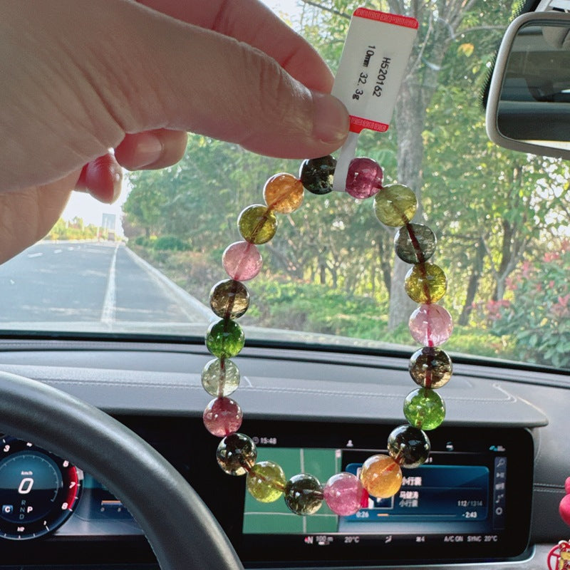 10MM Natural Brazilian Old Material Tourmaline Bracelet Round Beads Large Size Multiple Choices Rich and Transparent