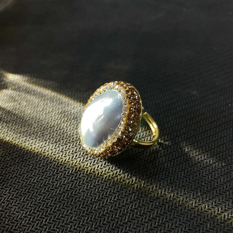 Vintage Style Natural Amethyst Gemstone Ring Niche Temperament Open Retro adjustable openning High-end Feel Ring for Women