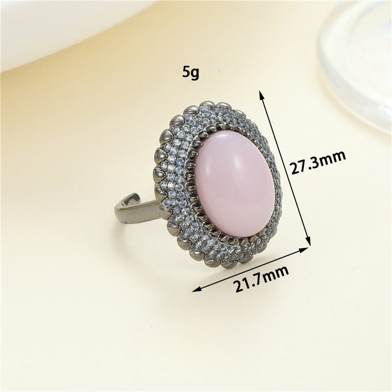 Vintage Style Natural Amethyst Gemstone Ring Niche Temperament Open Retro adjustable openning High-end Feel Ring for Women