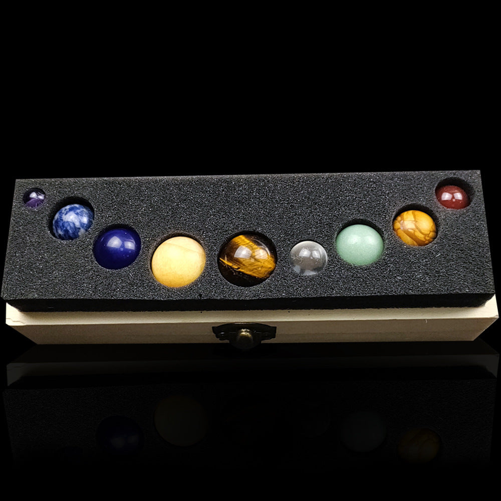 Natural Crystal Gemstone Ore Specimen Solar System Nine Planets Ball Desktop Planet Ornament