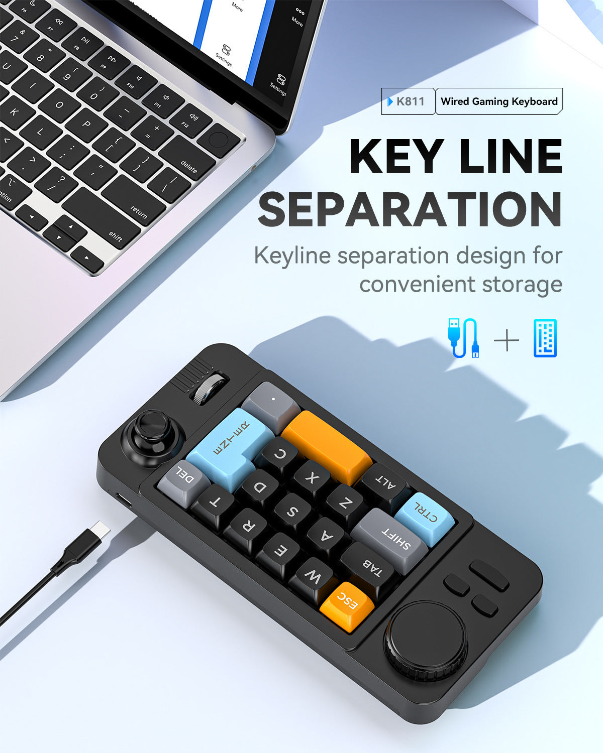 K811 Wired 19 Key Gaming Keyboard multi functional knob and joystick