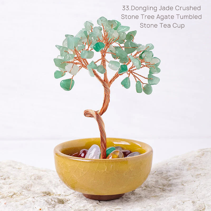 Natural Yellow Crystal Money Tree Glass Ingot Treasure Bowl Crystal Money Tree Home Decoration Desktop Ornament