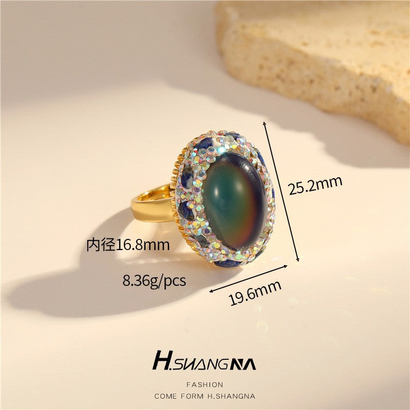 Vintage Style Natural Amethyst Gemstone Ring Niche Temperament Open Retro adjustable openning High-end Feel Ring for Women