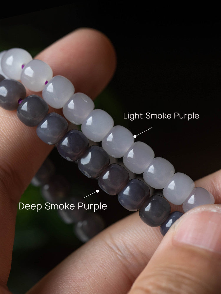 Hetian Jade Smoke Purple Buddha Bead Bracelet 14k Gold Plated Fortune Ox Deep and Light Smoke Purple Bracelet Old Style Beads 7*8 Hetian Jade Bracelet