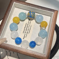 Natural Crystal Round Bead Multi-Gemstone Bracelet Creative Jewelry Chain Combination Yellow Agate Aquamarine Crystal Bracelet